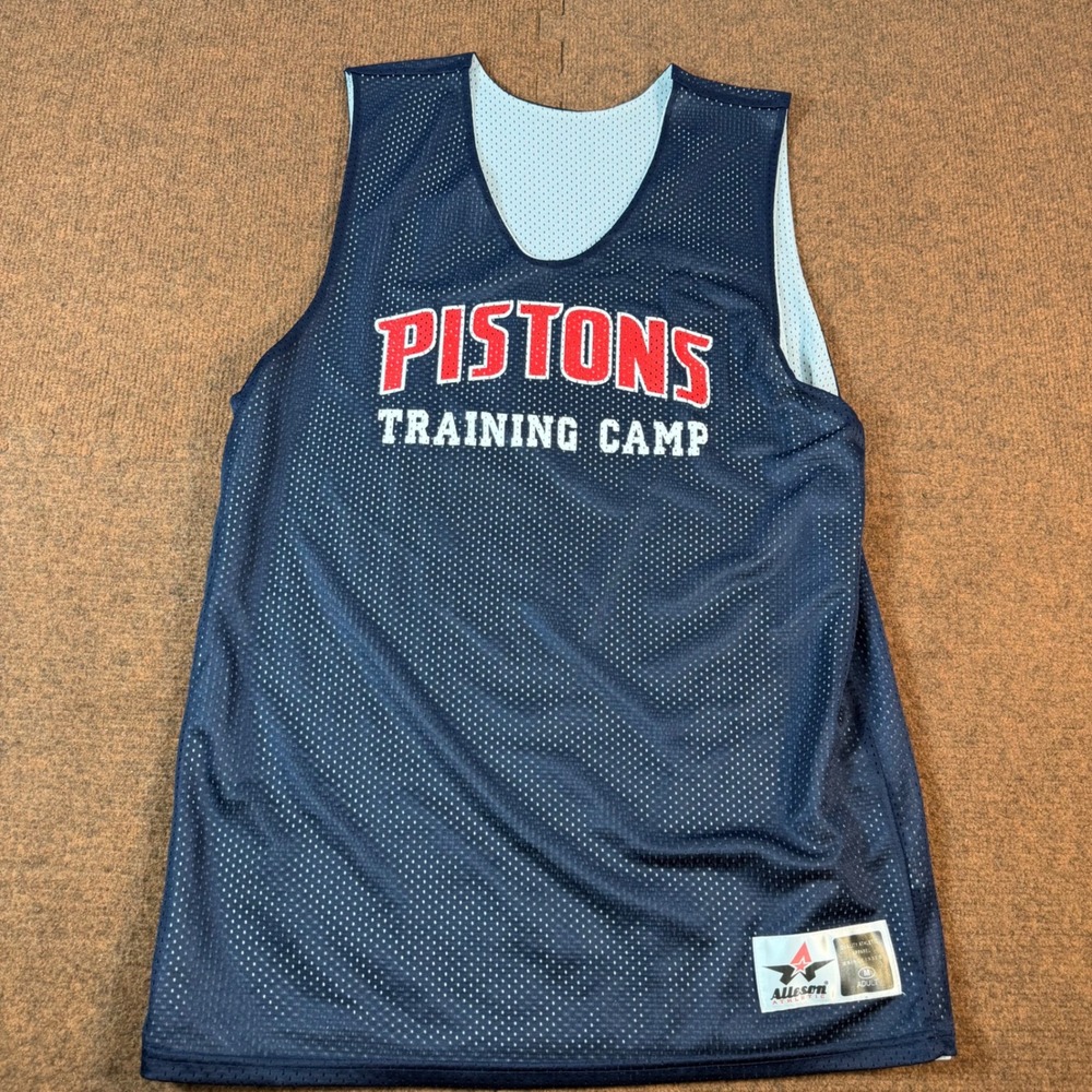 Alleson Athletic Detroit Pistons Training Camp Jersey Mens Medium Navy Blue Mesh